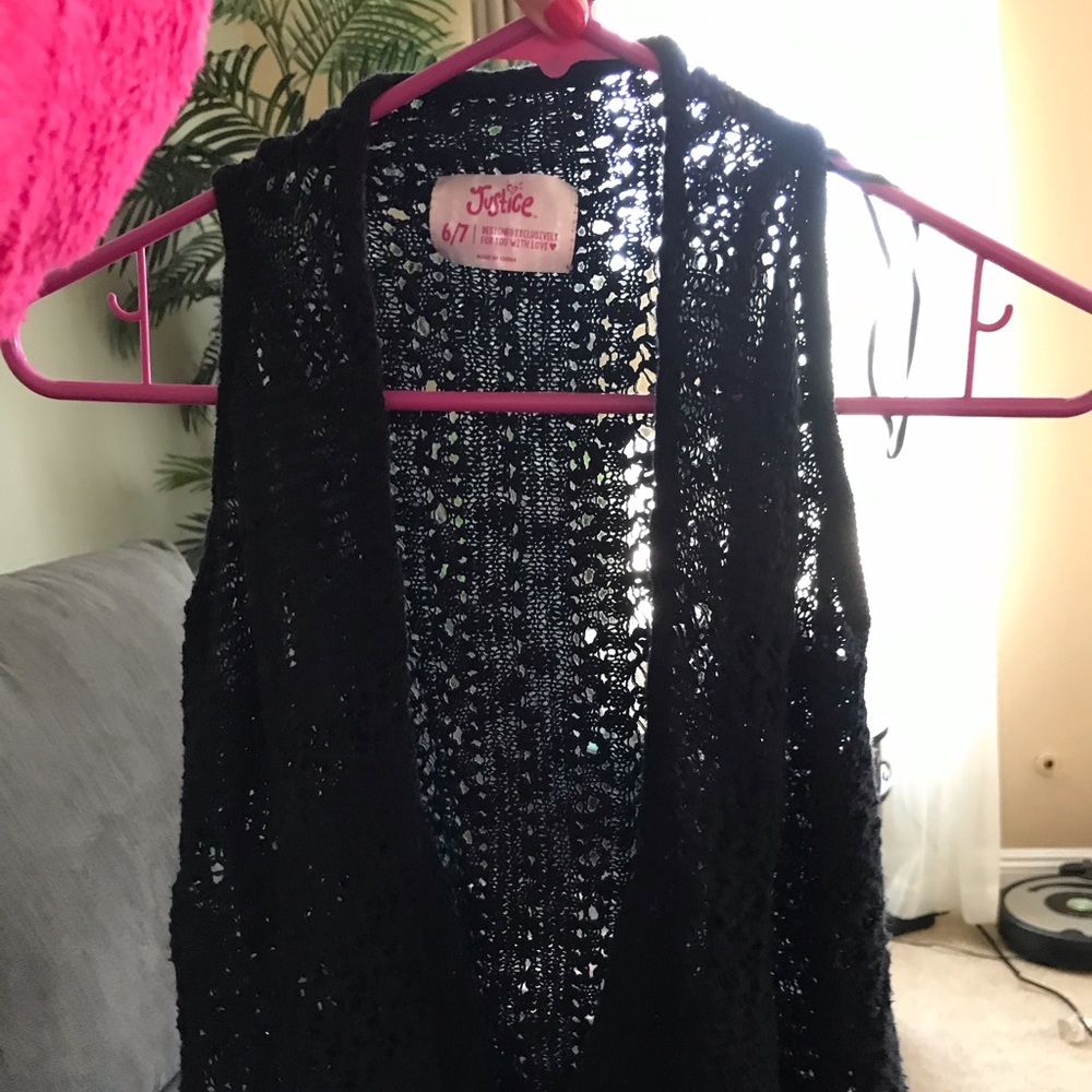 Black sleeveless cardigan